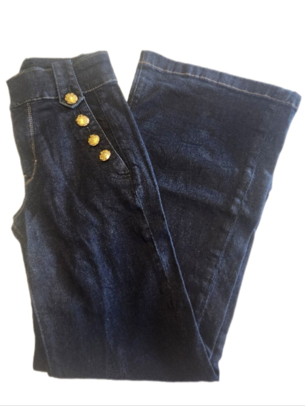 White House Black Market Dark Navy Blue High Rise Wide Leg Sailor Jeans, 0